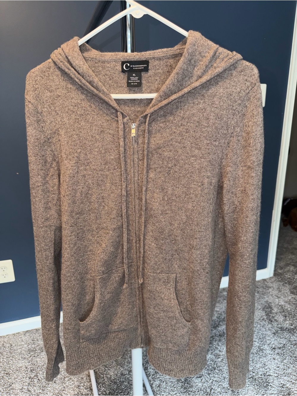 Cozy Zip Hoodie Cardigan in Taupe